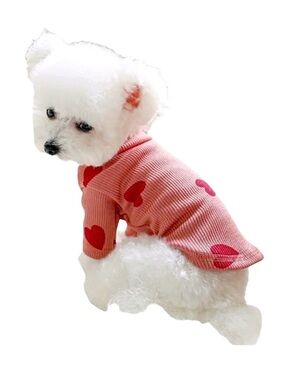 FITTED DOG SWEATSHIRT IN PINK WITH RED HEARTS